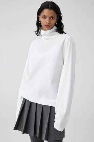 Simple Project High-neck Paneled Shirt-White