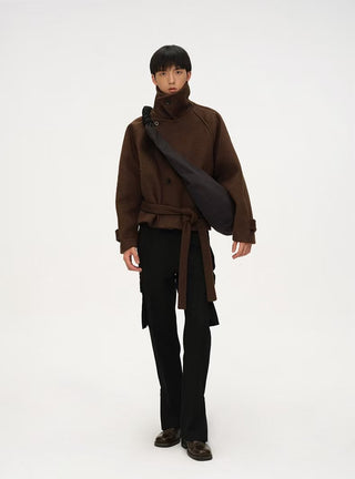 BALIANG Restrained Boxy Wool Jacket-Dark Brown