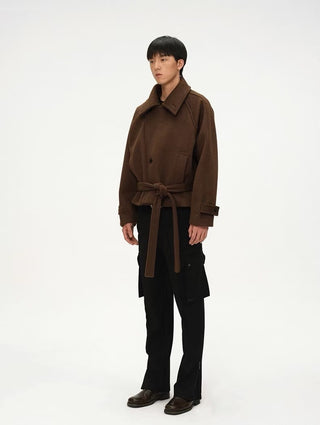 BALIANG Restrained Boxy Wool Jacket-Dark Brown