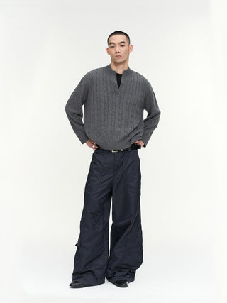 NFAI Pocket Nylon Cargo Pants-Navy