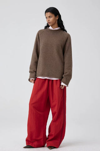 Simple Project Loose Fit Nylon Pants-Red