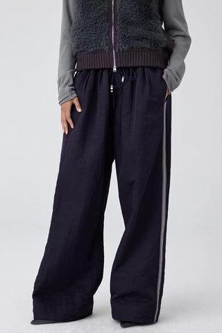 Simple Project Loose Fit Nylon Pants-Navy