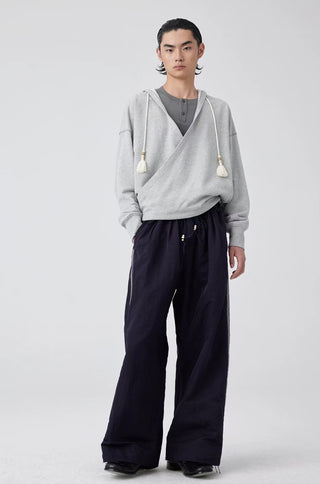 Simple Project Loose Fit Nylon Pants-Navy