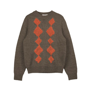 Simple Project Argyle Sweater-Orange Brown