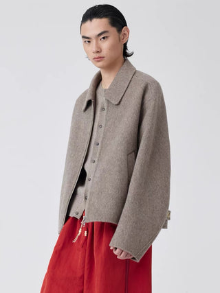 Simple Project Loose Wool Jacket-Taupe