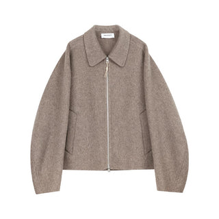 Simple Project Loose Wool Jacket-Taupe