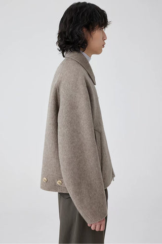 Simple Project Loose Wool Jacket-Taupe