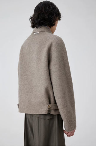 Simple Project Loose Wool Jacket-Taupe