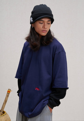 Unlimited Mote Waffle Jumper-Navy Blue