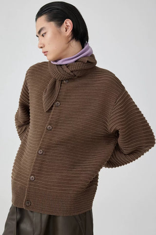 Simple Project Knitted Strap Cardigan-Brown