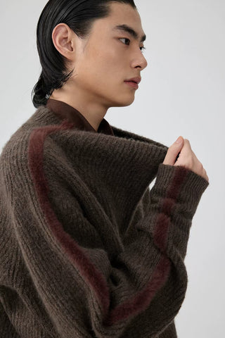 Simple Project Swing Collar Sweater-Brown