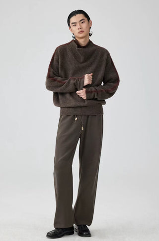 Simple Project Swing Collar Sweater-Brown