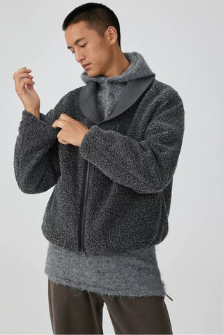 Simple Project Shawl Collar Jacket-Grey