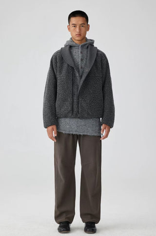 Simple Project Shawl Collar Jacket-Grey