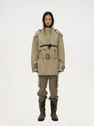 BALIANG Toggle Parka Coat-Khaki