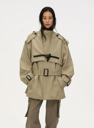 BALIANG Toggle Parka Coat-Khaki