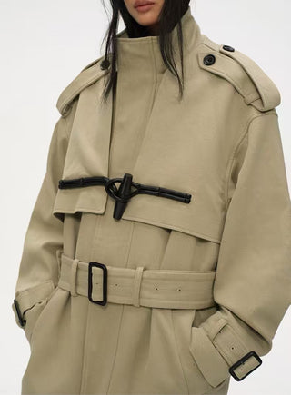 BALIANG Toggle Parka Coat-Khaki