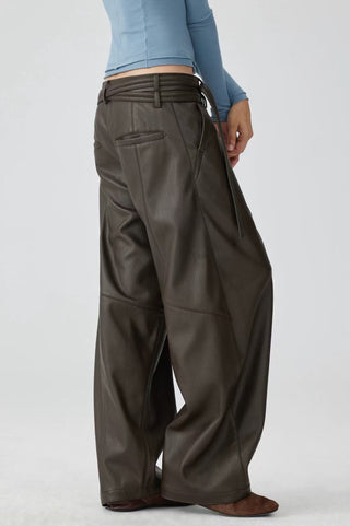 Simple Project Twisted Belted Leather Pants