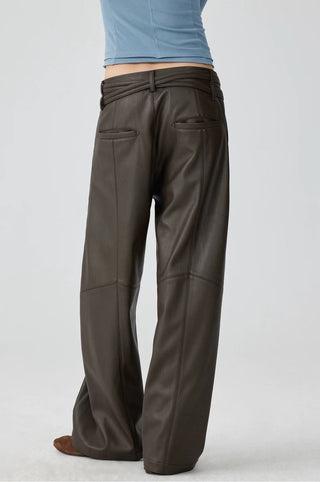 Simple Project Twisted Belted Leather Pants