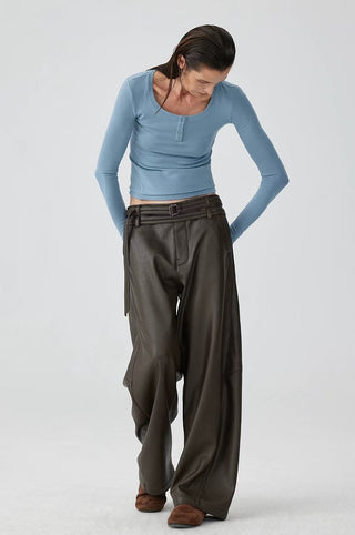 Simple Project Twisted Belted Leather Pants