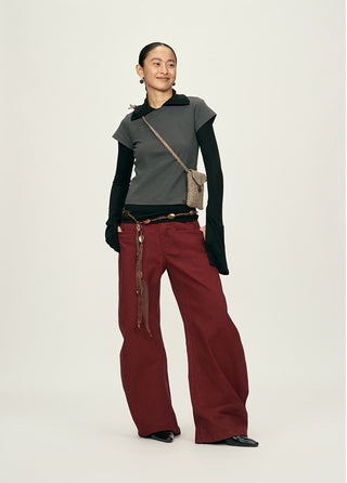 BALIANG Cotton Retro Pants-Vermilion