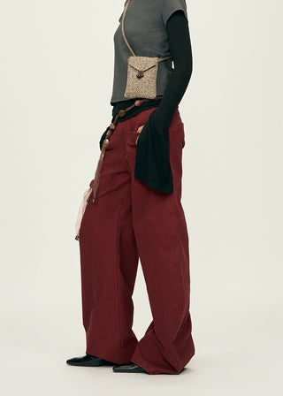 BALIANG Cotton Retro Pants-Olive