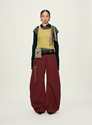 BALIANG Cotton Retro Pants-Vermilion