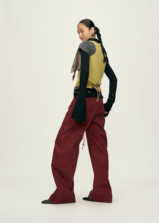 BALIANG Cotton Retro Pants-Vermilion