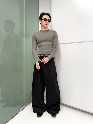 NFAI Ribbed Long Sleeve Top-Olive Grey