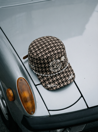 8LOME Pearl Baroque Cap-Houndstooth