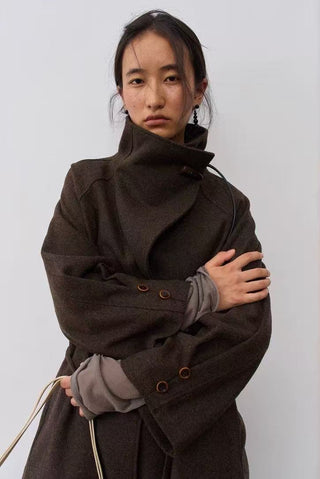 BALIANG Bitter Mid-Length Wool Coat-Brown