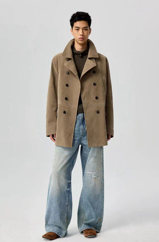 Simple Project Suede Peacoat-Khaki