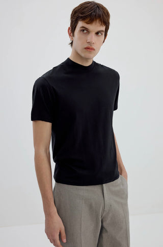 Simple Project Mock-Neck Tee-Black