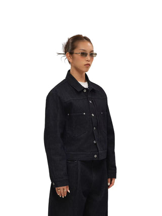 6CRAYON 11.3oz Indigo Blue Non-Fade Short Denim Jacket