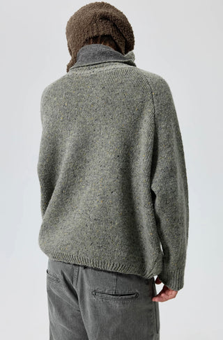 Simple Project Knotted Collar Sweater-Gray