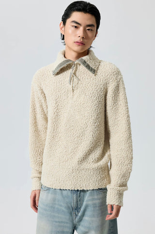 Simple Project High-Neck Sweater-Cream