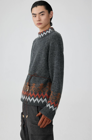 Simple Project Fair Isle Sweater-Grey