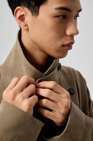 Simple Project Suede Peacoat-Khaki