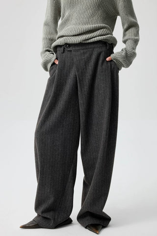 Simple Project Striped Wool Trousers