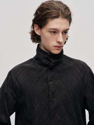 Spiral Stripe Shirt-Black