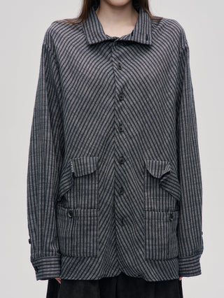 Spiral Stripe Shirt-Misty Blue