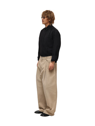 6CRAYON Patchwork Poplin Embroidered Shirt-Black