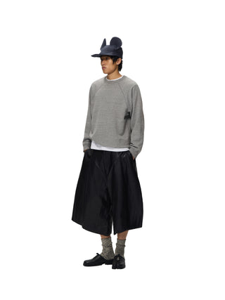 6CRAYON Spliced Pleated PU Leather Shorts