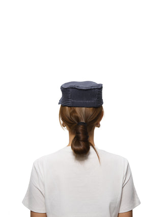6CRAYON Pleated Flat Top Stretch Baseball Cap-Denim Blue