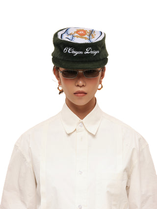 6CRAYON Embroidered Patchwork Baseball Cap-Millitary Green