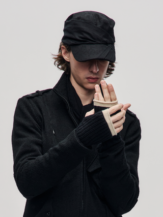 Trim Knit Fingerless Gloves