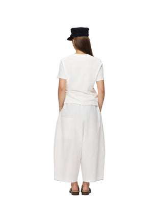 6CRAYON Black Cropped Casual Pants-White