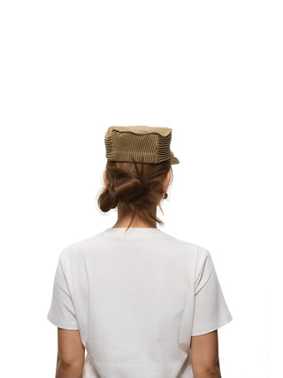 6CRAYON Pleated Flat Top Stretch Baseball Cap-Army Green