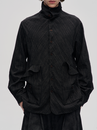 Spiral Stripe Shirt-Black