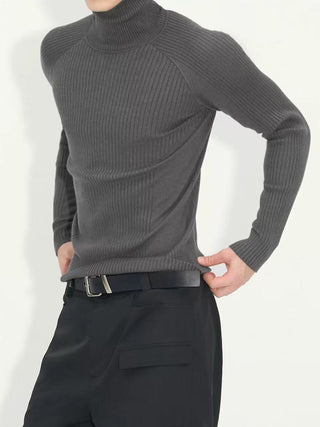 NFAI Ribbed Turtlenecks Knit-Gray